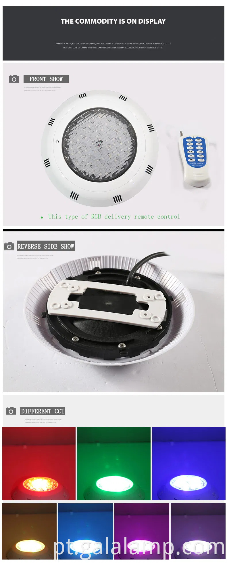 A Outdoor Remote Controled Submersible Swimming Swimming Swimming Spa LED AC12V Pool Light RGB